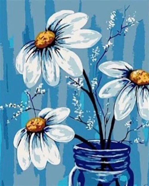 Pastelya Sayılarla Boyama Seti Rulo Çerçevesiz Papatyalar 2