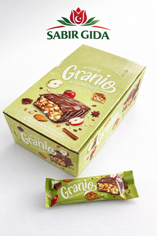 Sütlü Çikolata Kaplamalı Elmalı Tarçınlı Bisküvili Bar 40 gram X 24 Adet