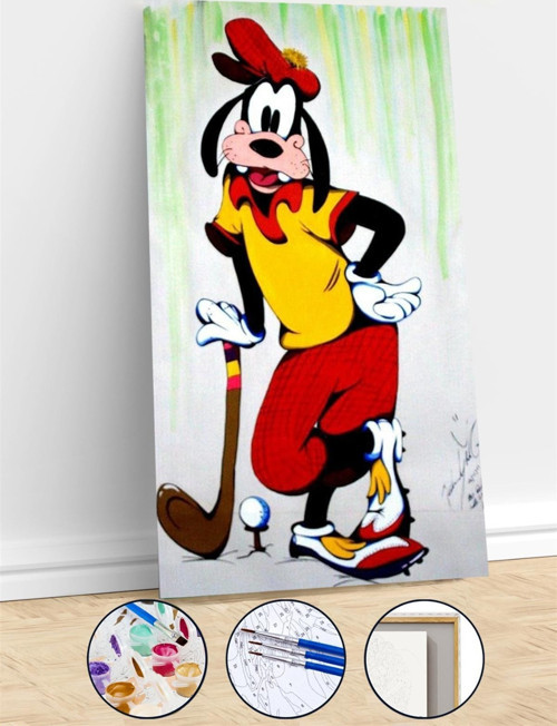 Pastelya Sayılarla Boyama Seti Rulo Çerçevesiz Golfçü Goofy