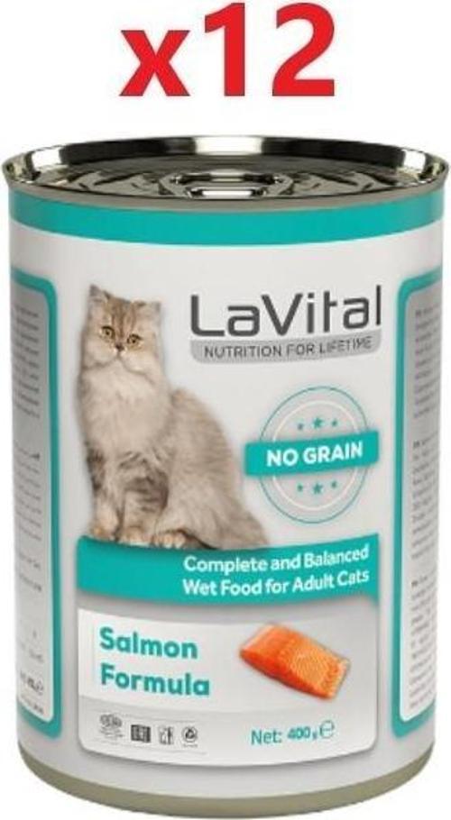 Tahılsız Somonlu Yetişkin Kedi Konservesi Püre 400 Gr X 12 Adet