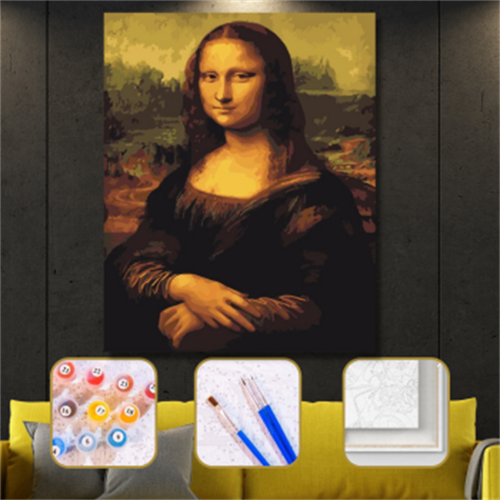 Pastelya Sayılarla Boyama Seti Çerçeveli Kasnaklı Mona Lisa