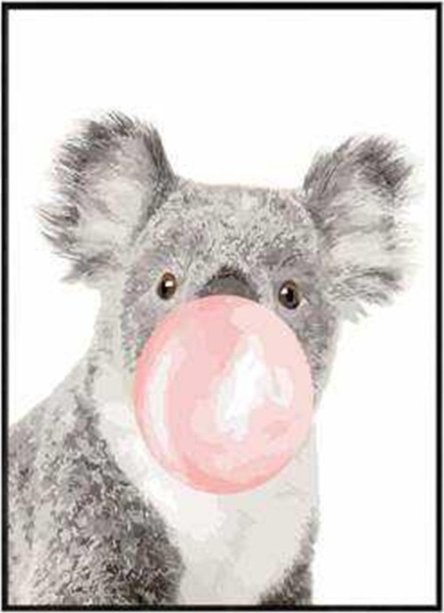 Pastelya Sayılarla Boyama Seti Rulo Çerçevesiz Pembe Sakız Ve Koala