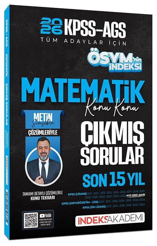 İndeks Akademi 2026 KPSS MEB-AGS Matematik ÖSYM nin İndeksi Çıkmış Sorular Son 15 Yıl Konu Konu Çözümlü - Metin Şimşek İ