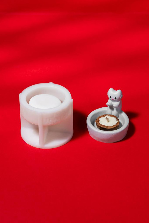Kedi Tealight Silikon Mumluk Kalıbı