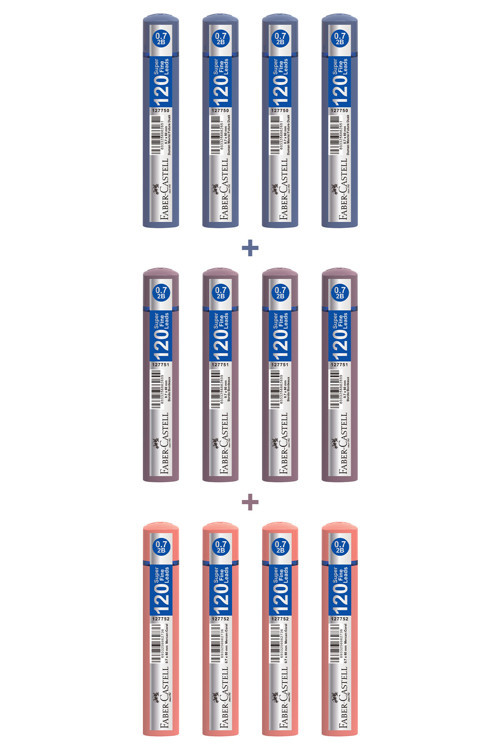 Grip, 0,7 mm, 120'li Min, 12'li Set, 2B Mekanik Kalem Ucu, 3 Renk, Soft‑Touch, Kolay Taşınabilir