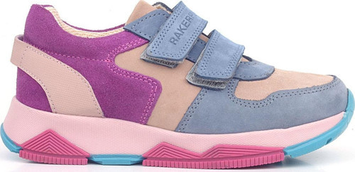 3880 Rakerplus Hakiki Deri Mavi Pudra Çocuk Sneakers Spor Ayakkabı Cırtlı