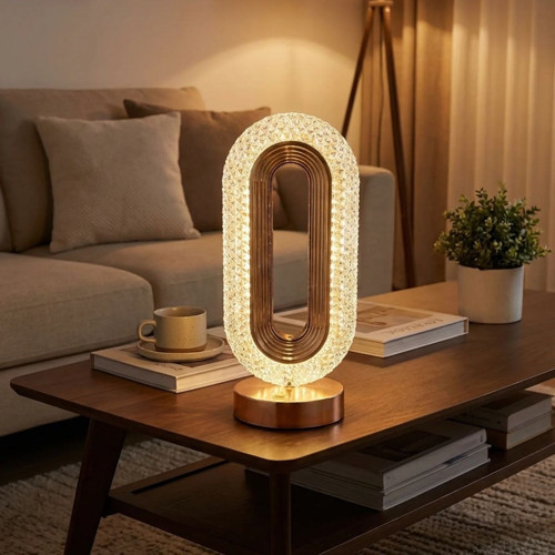 Büro Ev Ofis Dekoru için 3MOD Oval Kristal Stil Dokunmatik Led Masa Lambası
