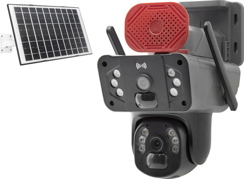 Büro Ev Ofis Güvenliği için Solar Şarjlı 2x3MP Lens 4G IP Kamera