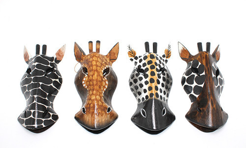 Büro Ev Ofis Hediyesi için 20CM Ahşap Duvara Asmalı Zebra Maske Temalı Obje