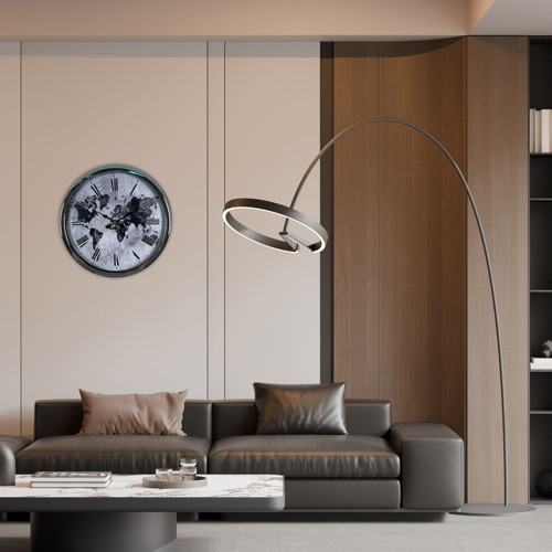 Büro Ev Ofis Hediyesi için 40CM Silver Global Metal Duvar Saati
