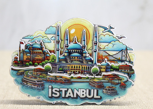 Büro Ev Ofis İstanbul Hatırası için Hediyelik Ahşap Motif Magnet