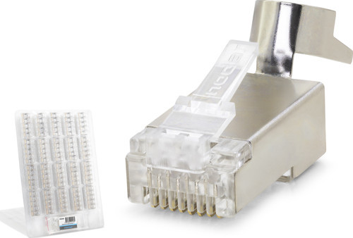 Büro Ev Ofis Network Bağlantısı için 100ADET Silver Plastik Kutu CAT7E EZ RJ45 Premıum Metal Konnektör Seti