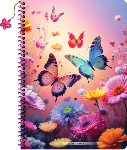Keskin A4 Çizgili Charmlı Kelebek Defter - Kelebekler