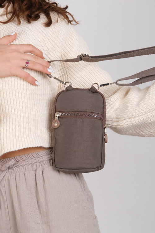 M 226 Krinkıl Kumaş Unisex Küçük Omuz Çantası, Telefonluk