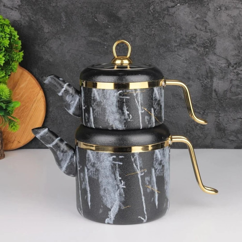 Oolong Granit Çaydanlık Takımı - Siyah - TR-4442