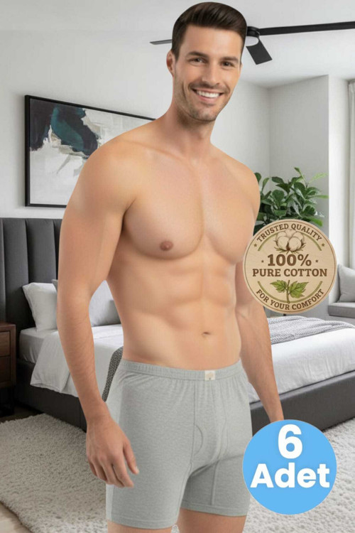 Erkek %100 Pamuklu 6'Lı Süprem Kumaş Penye Boxer