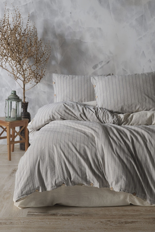 Helios %100 Pamuklu İpliği Boyalı Yıkamalı Çift Kişilik Nevresim Takımı 200x220