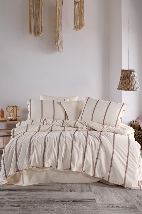 Odin Pamuklu Yıkamalı İpliği Boya Vintage Battal Boy Nevresim Takımı 240x220