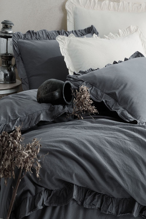 Graphite %100 Pamuklu Fırfırlı Tek Kişilik Nevresim Takımı 160x220 Grphttkt