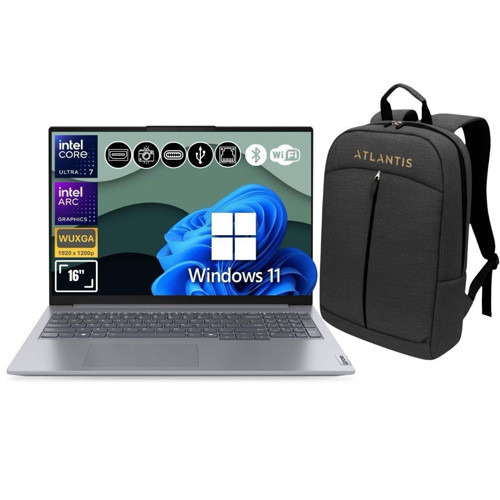 Thinkbook 21MS008RTR Atl66 Ultra7-155H 8GB Ram 256GB SSD Arc Graphics 16" W11Pro Notebook+Çanta