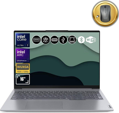 Thinkbook 21MS008RTR Atl92 Ultra7-155H 16GB Ram 512GB SSD Arc Graphics 16" Fdos Notebook+Mouse