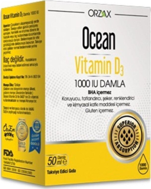 Ocean D3 Vitamin 1000ıu Damla 50ml / Ocean Vitamin D3 Damla 1000 Iu 50 Ml