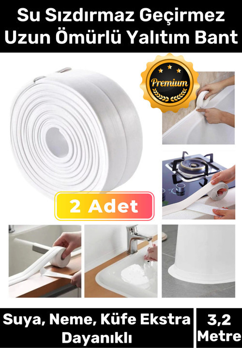 Premium Lavabo Küvet Pvc Su Geçirmez Sızdırmaz Dayanıklı Yağ Kenar Küf Önleyici 3.2M İzolasyon Bant