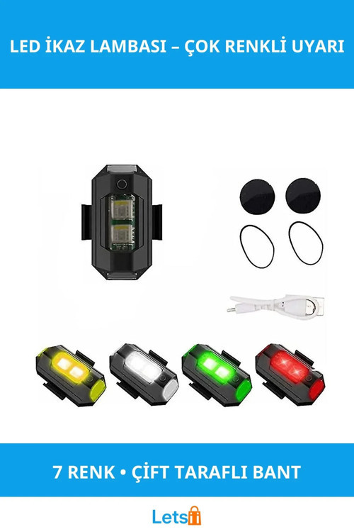 7 Renkli Flaşör Led İkaz Lambası Motosiklet Ve Bisiklet İçin