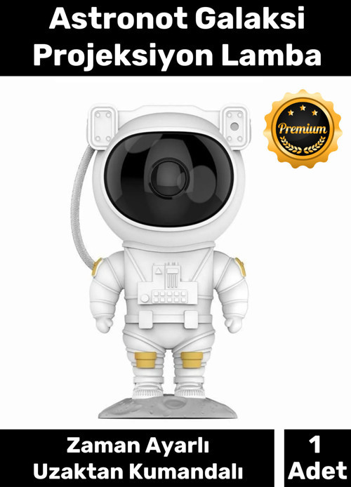 Premium Seri Zamanlayıcı Uzaktan Kumandalı Pilli Yıldız Samanyolu Astronot Galaksi Projeksiyon Lamba