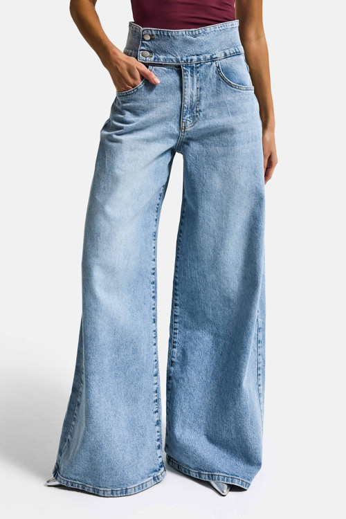 Kadın Ice 4s6-3 Süper Palazzo Kemer Detaylı Komfort Kumaş Denim Jean