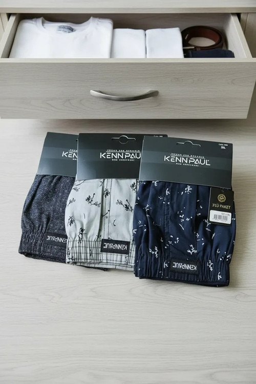 Kenpaul Desenli Poplin Erkek Boxer 3 Adet