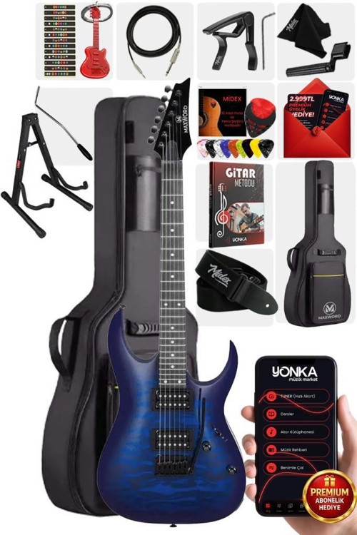 Grade-ST Blue Rosewood Klavye HH Yüksek Kaliteli Elektro Gitar