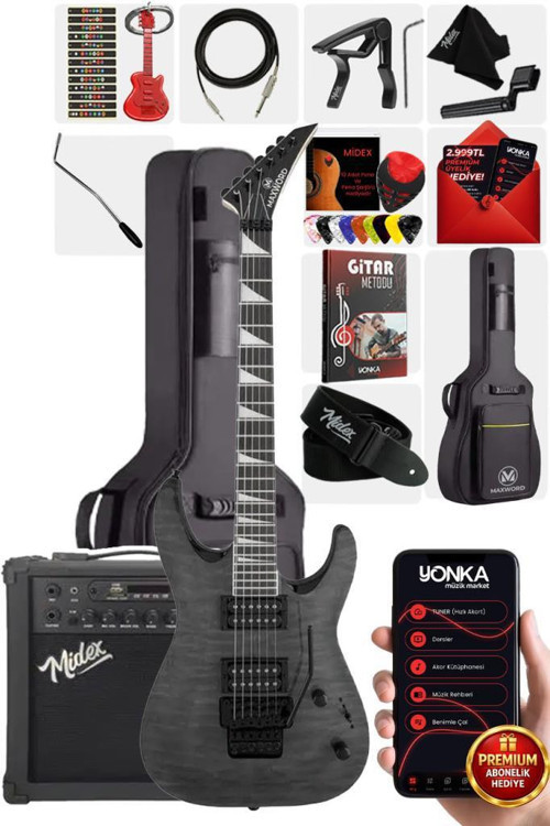 Grade-25AMP Gray Rosewood Yüksek Kalite Floyde Rose 25W Amfili Elektro Gitar