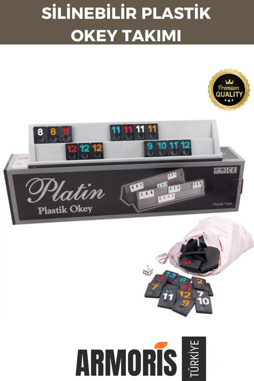 Yeni Seri Antibakteriyel Kir Tutmayan Çizilmeye Dayanıklı Silinebilir Platin Plastik Okey Takımı
