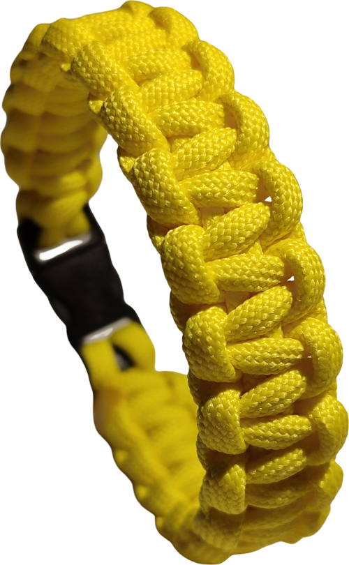 Paracord Bileklik Sarı, Unisex, Cobra Model, Dayanıklı El Örgüsü