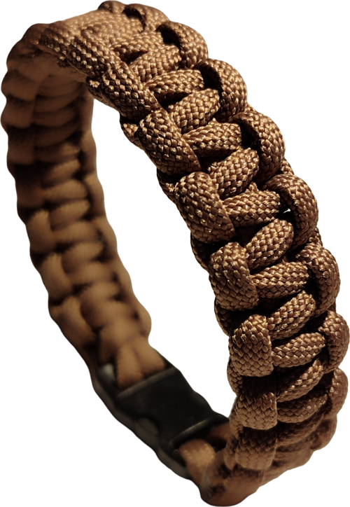 Paracord Bileklik Kahve, Unisex, Cobra Model, Dayanıklı El Örgüsü