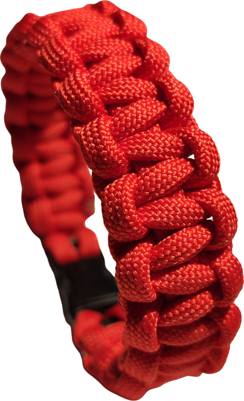 Paracord Bileklik Kırmızı, Unisex, Cobra Model, Dayanıklı El Örgüsü