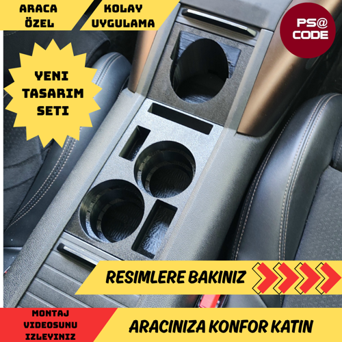YENİ TASARIM Citroen Berlingo-Peugeot Rifter-Proace City-Fiat Doblo-Opel Combo Uyumlu Set Bardaklık