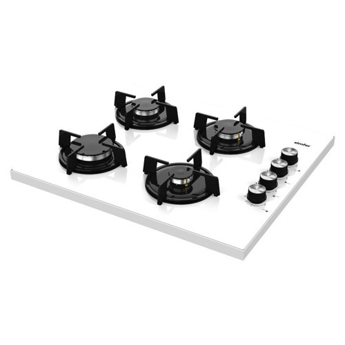3052 4G Beyaz Set Üstü Emaye Izgara Cam Ocak