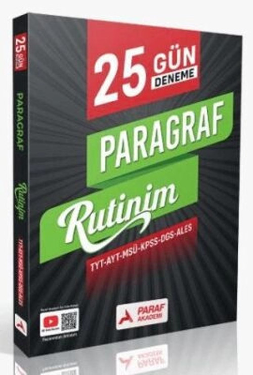 Paraf 25 Gün Deneme Paragraf Rutinim Tyt Ayt Msü Kpss Dgs Ales