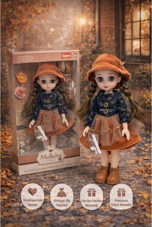 Mulisha Klasik Moda Aksesuarlı Oyuncak Bebek 30 cm