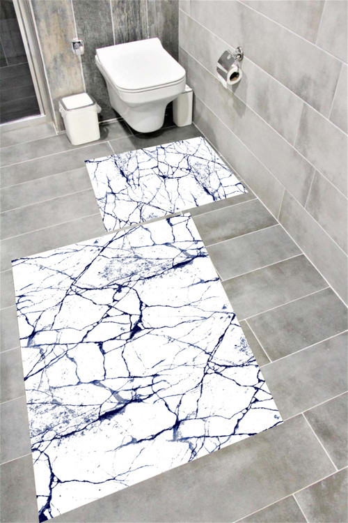 Kaymaz Tabanlı Suya Dayanıklı Dijital Baskılı Banyo Paspası Takımı 1651