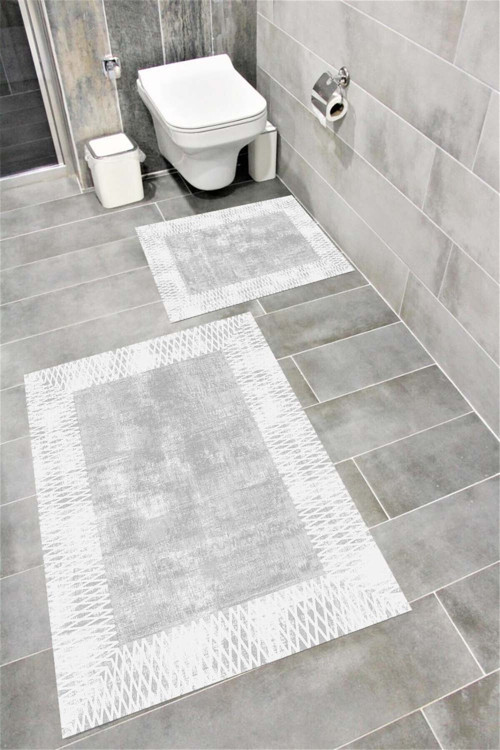 Kaymaz Tabanlı Suya Dayanıklı Dijital Baskılı Banyo Paspası Takımı