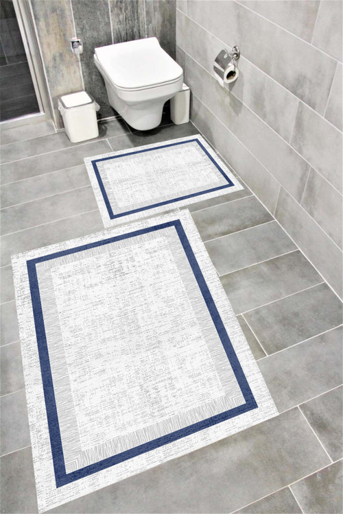 Kaymaz Tabanlı Suya Dayanıklı Dijital Baskılı Banyo Paspası Takımı 1520