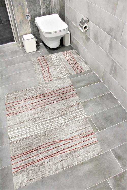 Kaymaz Tabanlı Suya Dayanıklı Dijital Baskılı Banyo Paspası Takımı 1639