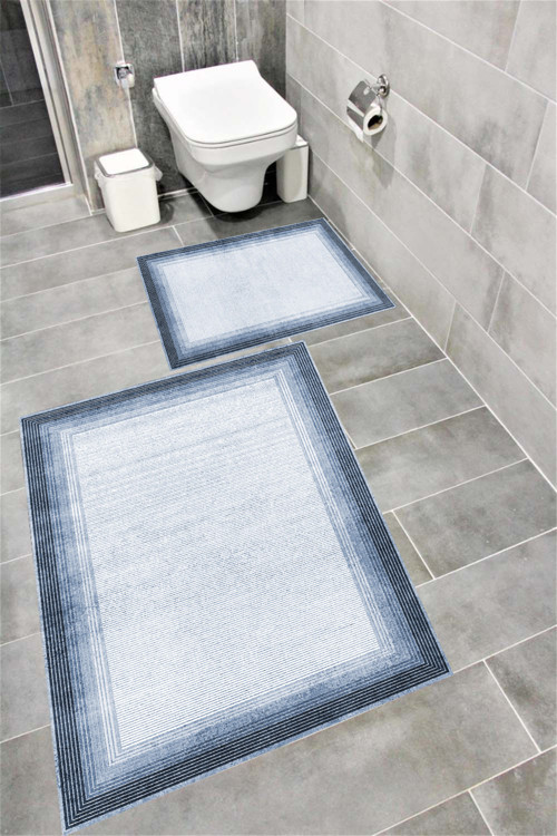 Kaymaz Tabanlı Suya Dayanıklı Dijital Baskılı Banyo Paspası Takımı 1508