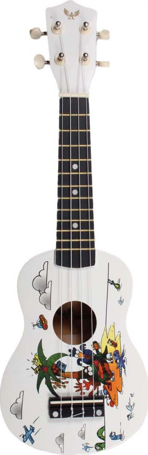 AUK21-WP Soprano Ukulele (Başlangıç - Soprano Boy) | Su Geçirmez Desenli Kumaş Kılıf Dahil, Ihlamur Gövde, Yumuşak