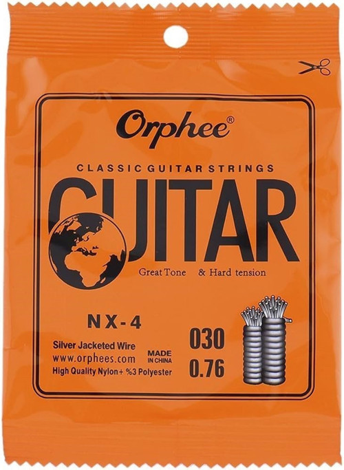 NX-4 Klasik Gitar Re (D) Teli - 4. Tel (Aksesuar - Yedek Tek Tel) | Gümüş Kaplama Bakır Sargı, Güçlü Rezonans ve