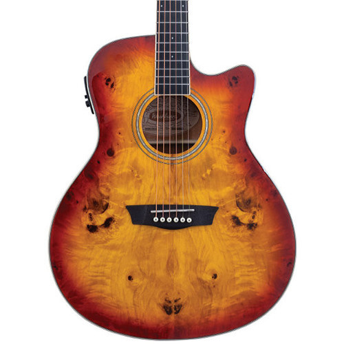 DFBACEA Deep Forest Burl Ace Amber Fade Elektro Akustik | Kesik Kasa Sahne Preamp Sistemi