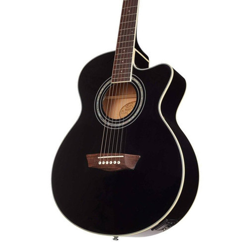 EA12B Mini Jumbo Elektro Akustik Gitar - Siyah (Profesyonel - Festival Serisi) | Dar Kasa (Mini Jumbo), Ihlamur